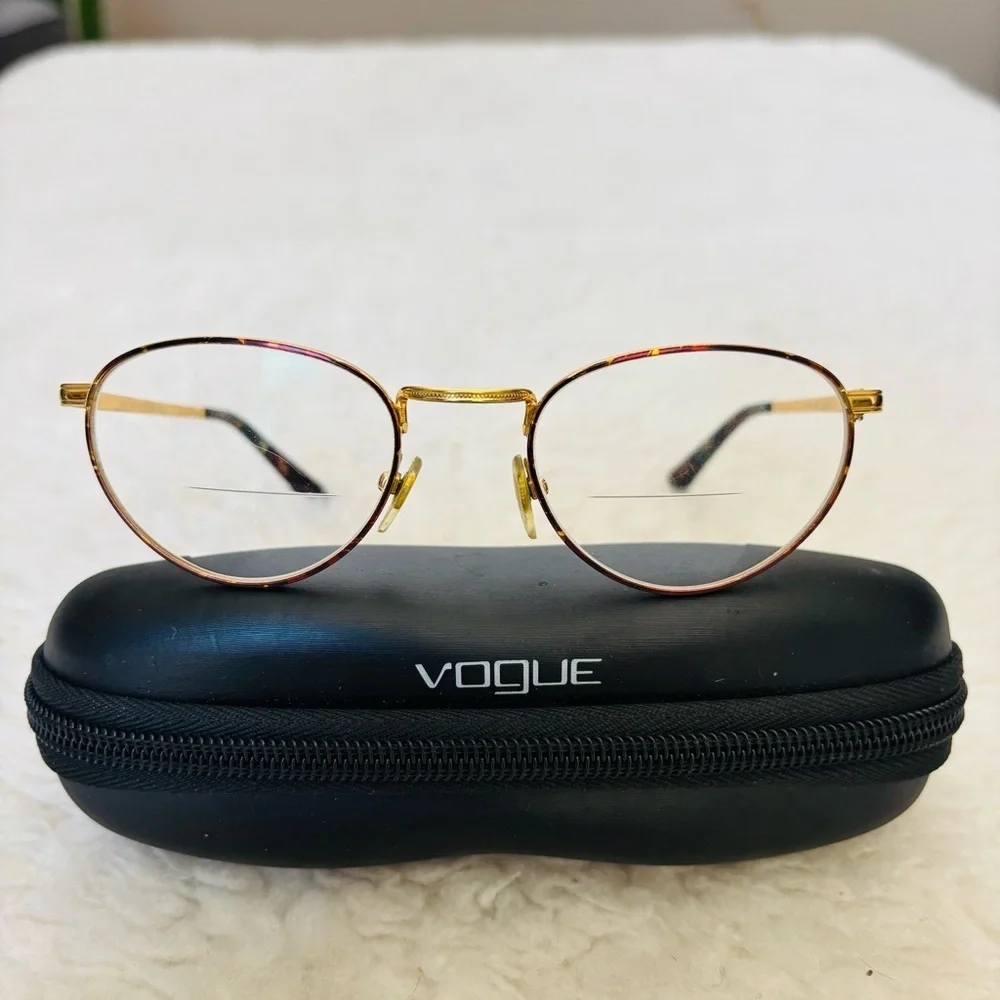 Vogue Gold and Brown Tortoiseshell Glasses Frame Only with Black Case